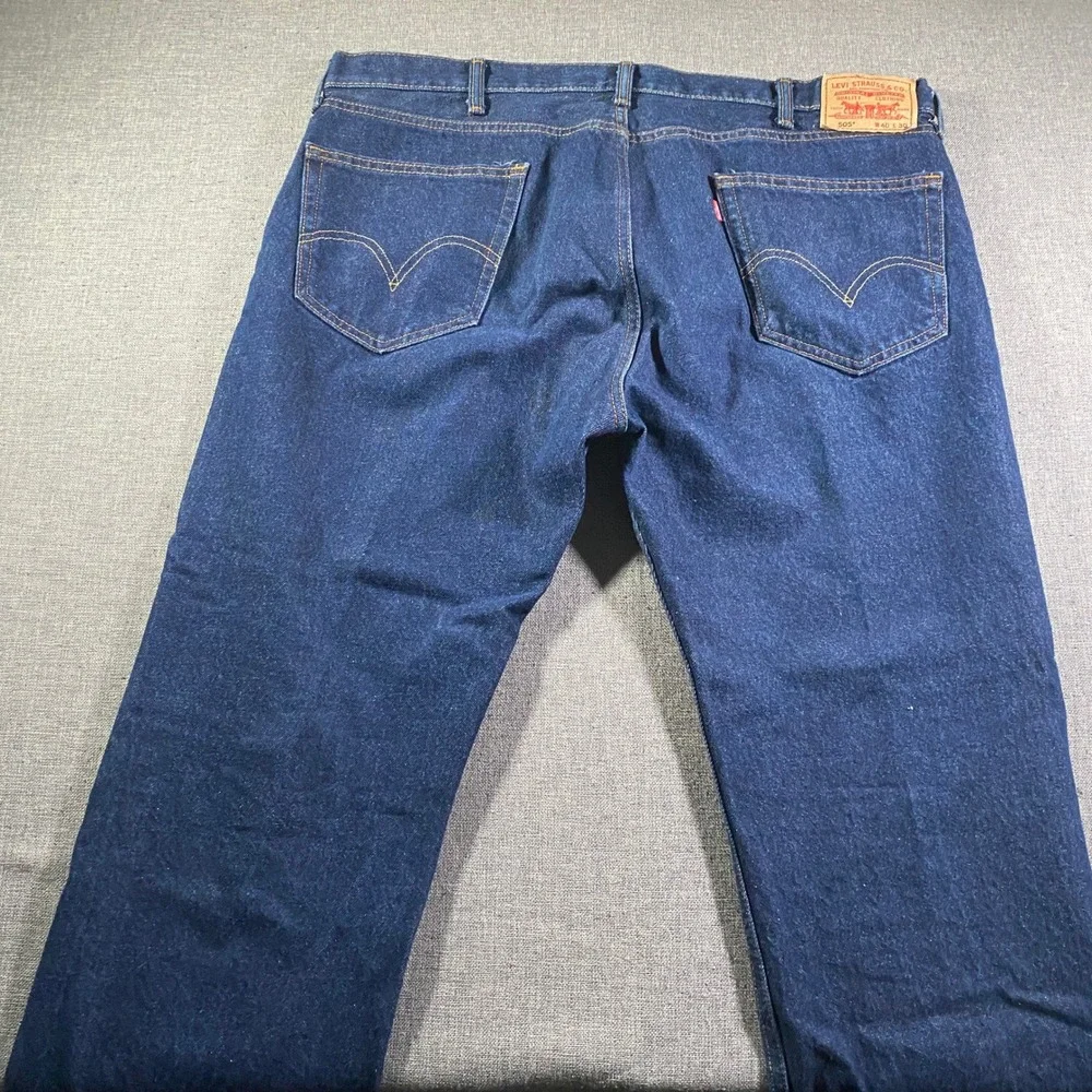 Levis 505‎ Mens W40 L30 (Fits 40x27) Dark Wash Straight Fit Denim Jeans